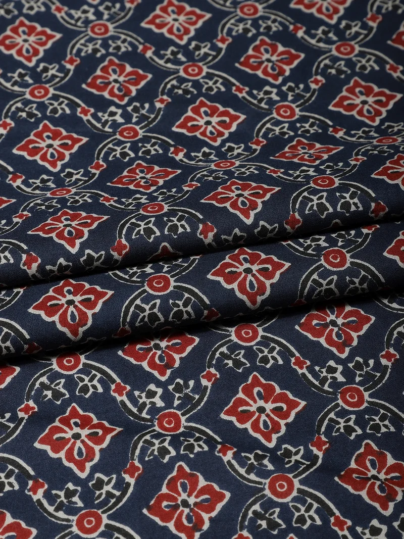 أيه كيه إس Indigo & Madder Buti Block Print Fabric - One Meter
