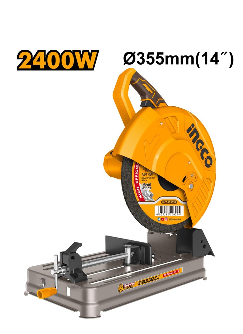INGCO INGCO 243558 Cut-Off Saw – 2400 W Powerful Metal & Concrete Cutting Stationary Saw with 355 mm Blade  - Image 2