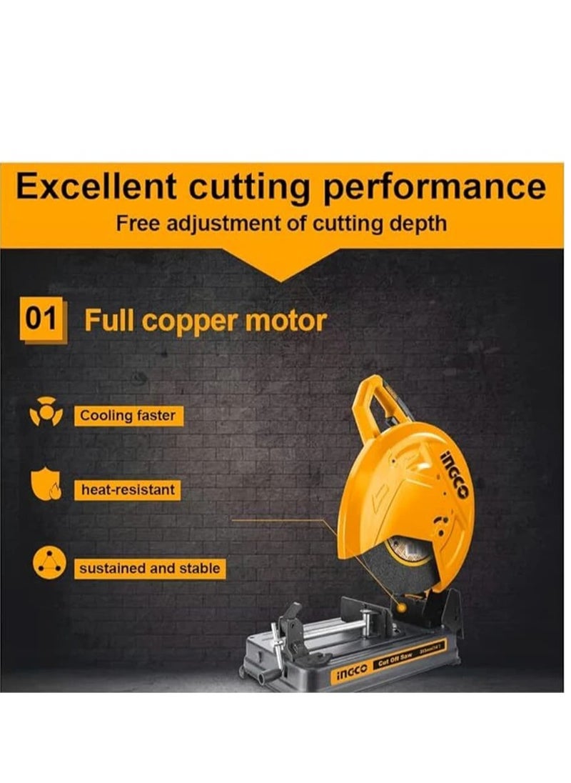 INGCO INGCO 243558 Cut-Off Saw – 2400 W Powerful Metal & Concrete Cutting Stationary Saw with 355 mm Blade  - Image 3
