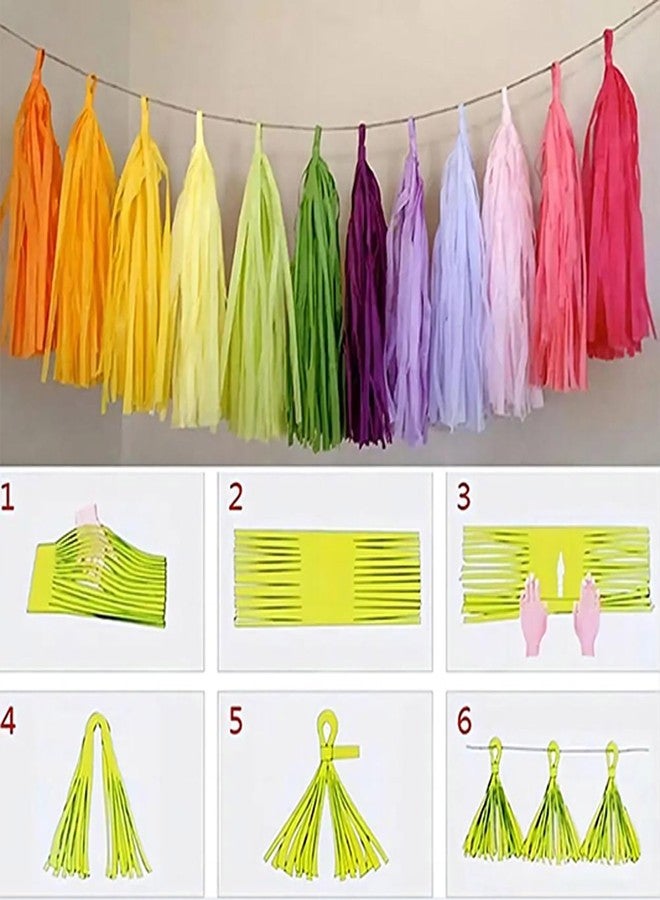 AimtoHome Shiny Tassel Garland Tissue Paper Tassel Banner,Tassels Party Decorations for Wedding,Birthday,Bridal/Baby Shower,Pack of 15 (Gold/Tan/Ivory) - Image 2
