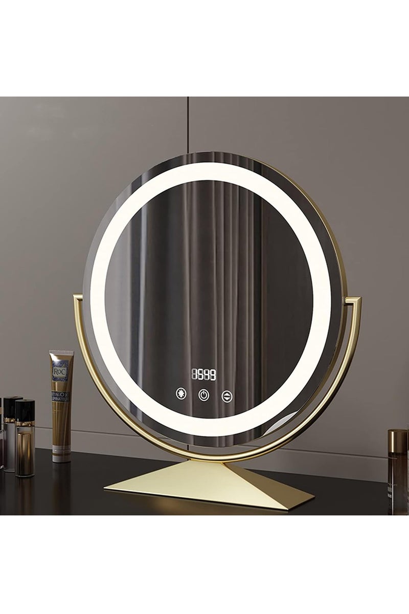 Round Lighted Vanity Mirror with Touch Sensor  3 Lighting Modes & Adjustable Brightness - Image 1