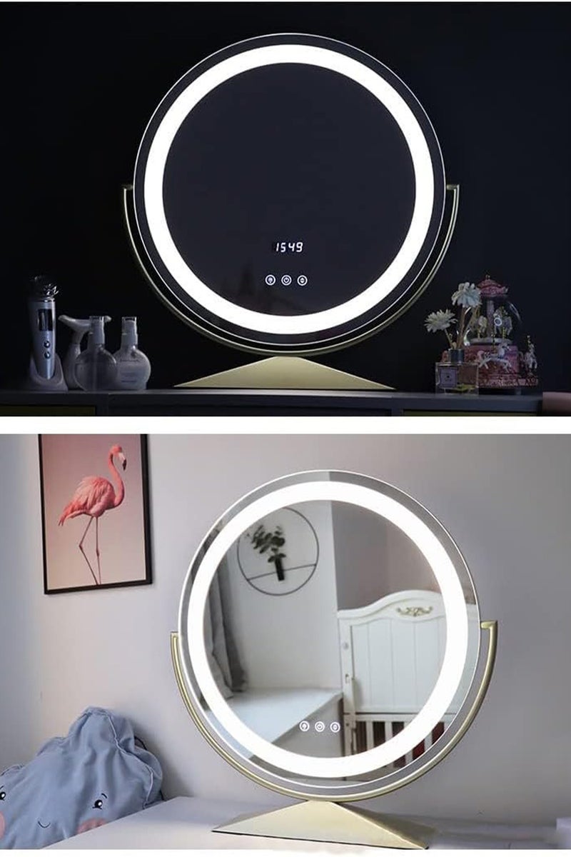 Round Lighted Vanity Mirror with Touch Sensor  3 Lighting Modes & Adjustable Brightness - Image 3