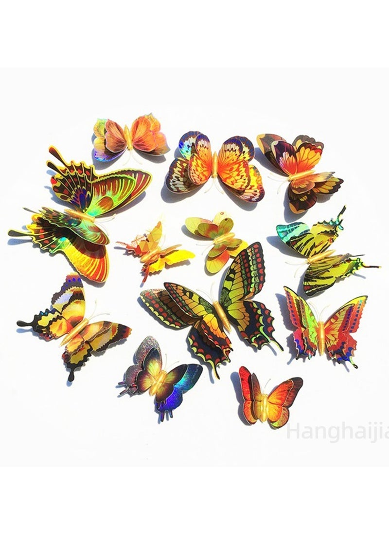 Hanghaijia 12 PCS Colorful Mixed Butterfly Stereo Wall Stickers , Removable DIY Home Nursery Scene Ambience Decoration  - Image 1