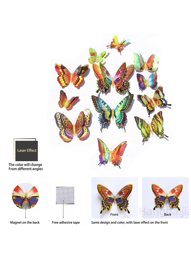 Hanghaijia 12 PCS Colorful Mixed Butterfly Stereo Wall Stickers , Removable DIY Home Nursery Scene Ambience Decoration  - Image 3