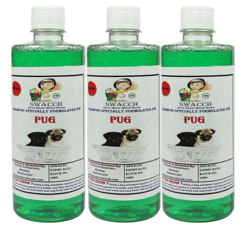 swacch Pug Dog Shampoo + Dumbbell Toy I Durable Rubber Dog Toy for Chewing I Playing,Teeth Cleaning & Training Toy I Combo Pack I 500ml Pack of 3 Neem Alovera - Image 2