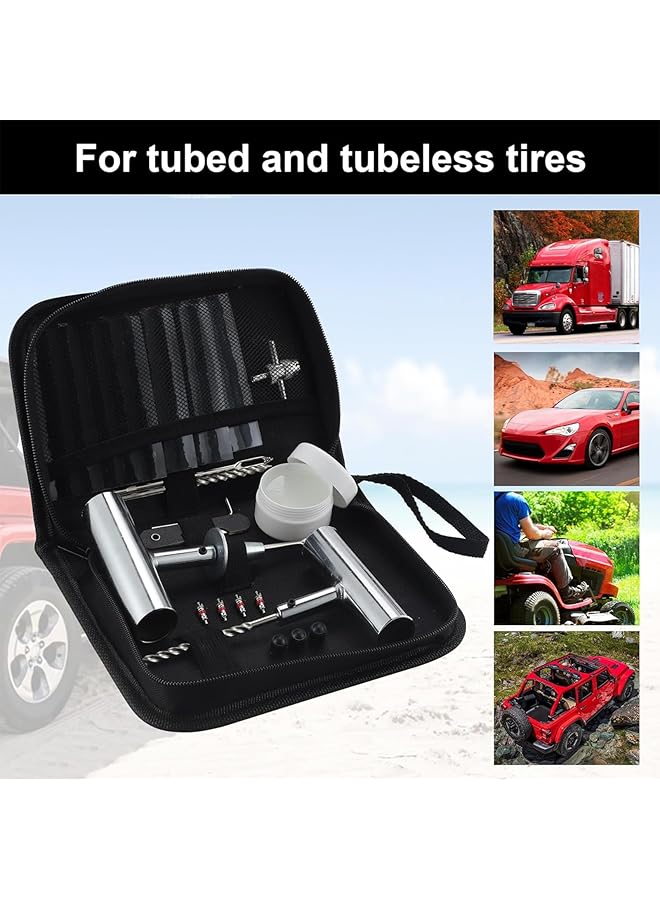 طقم إصلاح الإطارات، طقم إصلاح ثقوب الإطارات لإصلاح ثقب الإطار المسطح، أداة سدادة الإطارات للسيارة والدراجة النارية والدراجات الرباعية والجيب والشاحنات - 24 قطعة - Image 5