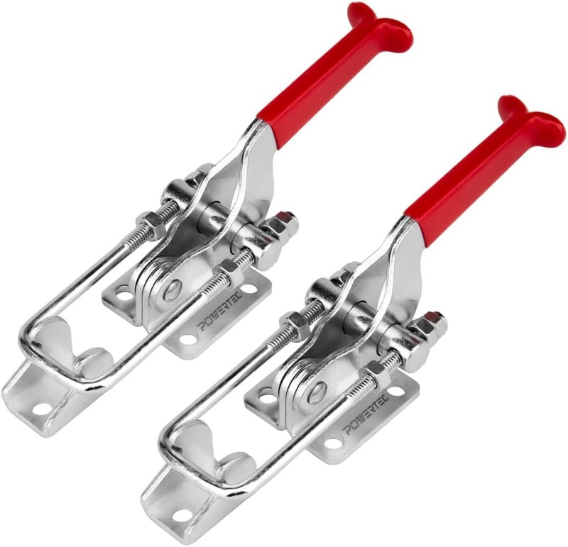 POWERTEC 2PK Toggle Clamp, 2000 lbs Holding Capacity, 40341 Adjustable U Bolt Latch w/Antislip Hand Grip for Woodworking Jigs & Fixtures, Smoker, Tire Carrier, Tool Box, Cabinet, Truck (20306-P2) - Image 1