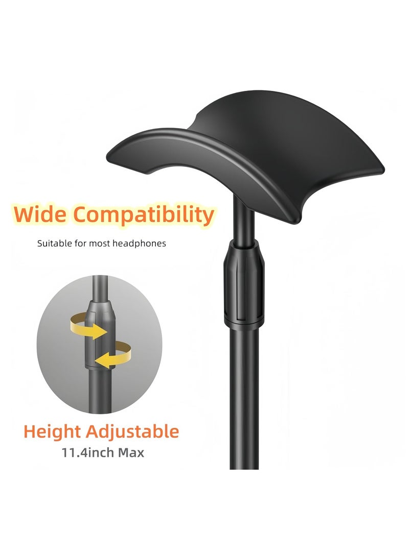 KASTWAVE 1 PACK 2 in 1 Headphone Stand for Desk, Gaming Headset Stand, PC Gaming Headset Holder, Earphone Stand with Smartphone stand, Headrest ABS Solid Base for All Headphones with Aluminum Supporting Bar - Image 3