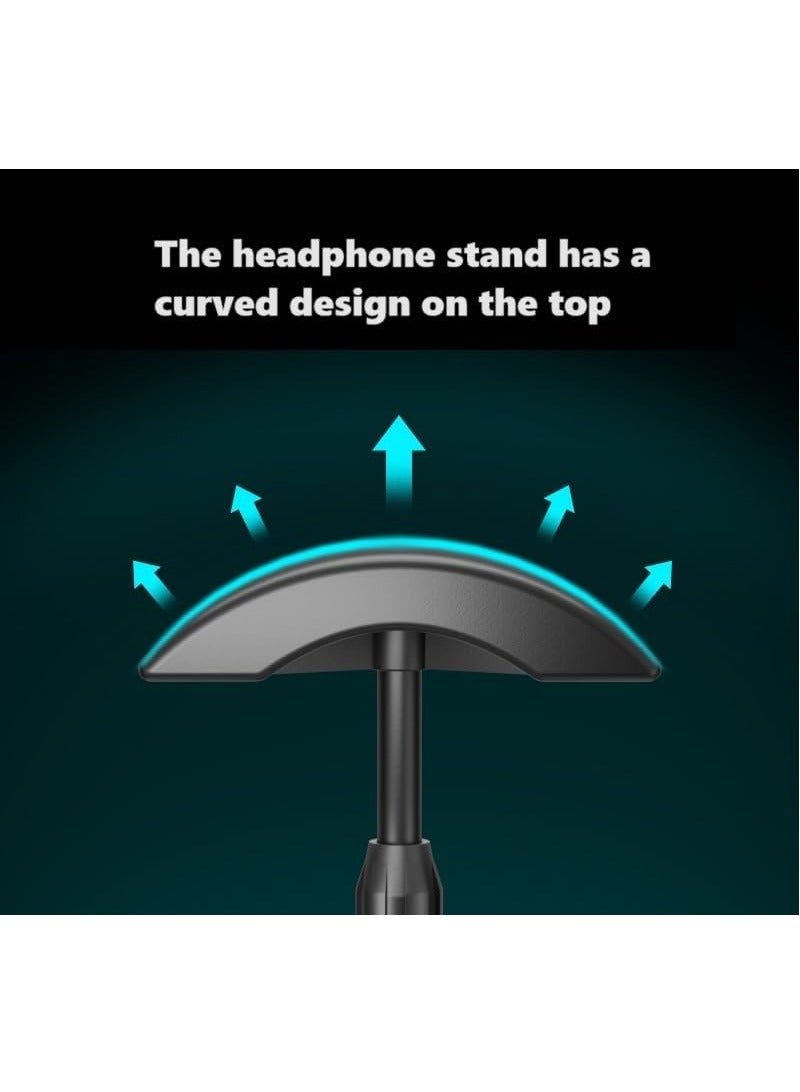 KASTWAVE 1 PACK 2 in 1 Headphone Stand for Desk, Gaming Headset Stand, PC Gaming Headset Holder, Earphone Stand with Smartphone stand, Headrest ABS Solid Base for All Headphones with Aluminum Supporting Bar - Image 4