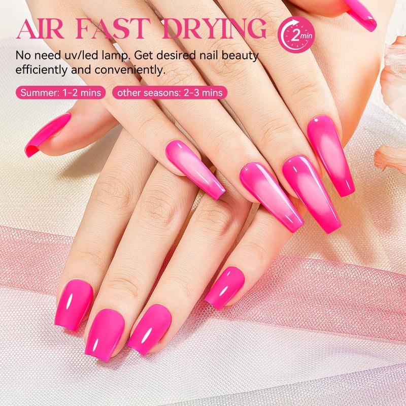 MIZHSE Quick Dry Nail Polish, Hot Pink Nail Polish Non Gel Air Drying Fast, 15ml Glossy Finish Regular Rose Red Nail Lacquer Full Coverage Nail Art Manicure DIY Home - Image 4