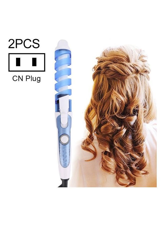 NIBEMINENT 2-Piece Styling Tool Hair Spiral Curling Iron Blue - Image 1
