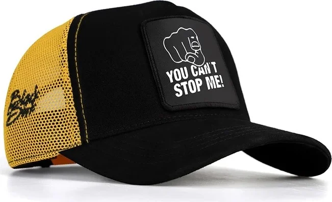 Black Börk Blackbörk V1 Trucker You Can't Stop Me - 2 Code Logo Unisex Black-Yellow Hat (Cap)