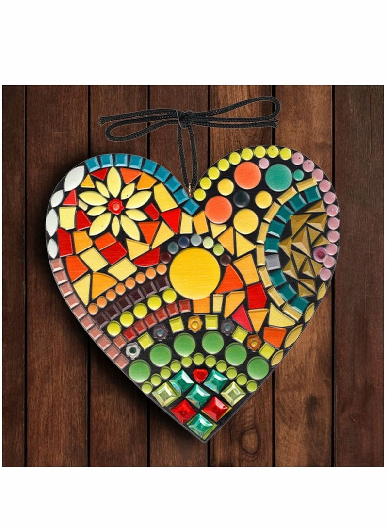كاست ويف قلادة على شكل قلب من الفسيفساء ، زينة كبيرة لحديقة الفسيفساء على شكل قلب من KASTWAVE ، زينة حديقة الحب الملونة بالراتنج ، للأماكن الداخلية والخارجية ، وغرفة النوم ، والمكتب ، والحديقة ، والحدائق الكبي - Image 4