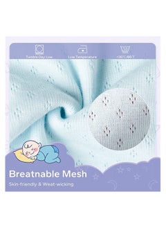 Y&D SYOSI Baby Cotton Sleeping Bag, Half-Long Sleeve Mesh Sleep Sack, Wearable Blanket with Hollowed Breathable Dots for Newborn, Light Blue  - Image 4