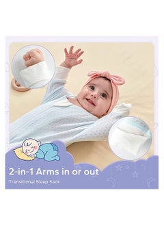 Y&D SYOSI Baby Cotton Sleeping Bag, Half-Long Sleeve Mesh Sleep Sack, Wearable Blanket with Hollowed Breathable Dots for Newborn, Light Blue  - Image 2