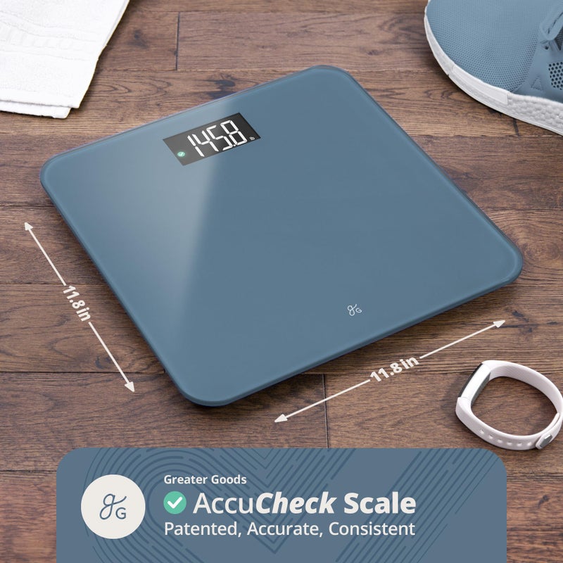 Greater Goods AccuCheck Digital Scale for Body Weight - Accurate Digital Bathroom Scale with High-Precision Sensors, Large Easy-to-Read Backlit Display, 400 lb Capacity, Auto Step-On (Stone Blue) - Image 2