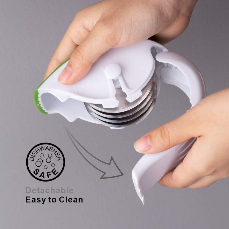 KITCHENDAO 3-in-1 Herb Chopper Mincer Roller Cutter Slicer, Leaf Stripper, Scraper- Retractable for Safe Storage, Detachable for Easy Cleaning, 4 Sharp Stainless Steel Blades, Soft-touch Handle - Image 4