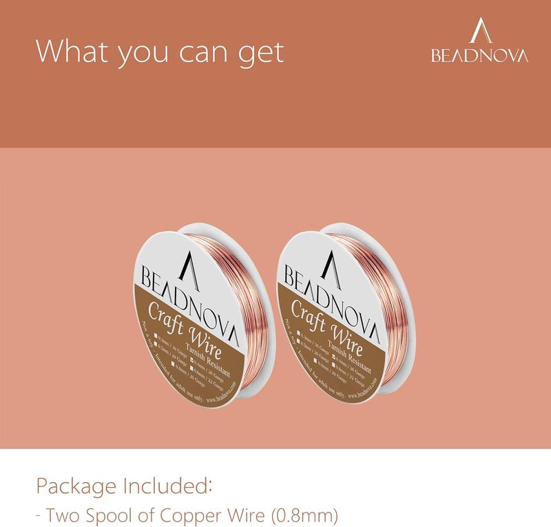 BEADNOVA 20 Guage Copper Wire Jewelry Wire Tarnish Resistant for Jewelry Making Copper 20 Guage 6m - Image 3