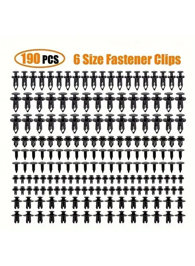 190 قطعة مشابك تثبيت للسيارة، 6 مقاسات، مسامير بلاستيكية، لوحات رذاذ الطين، واقيات الصدمات، دبابيس تثبيت بمواد البولي بروبيلين - Image 2