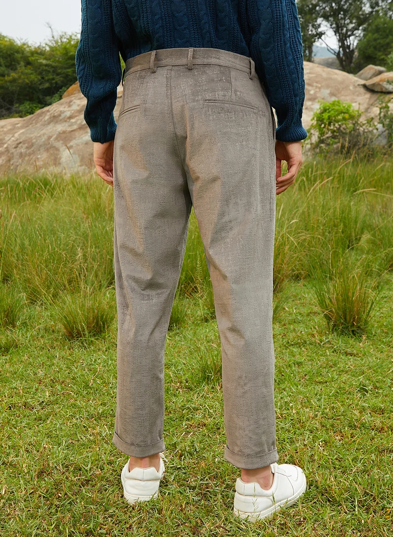 CAHOOT  Men's Antique Grey Velvet Pleated Trousers for Men | Best Price UAE