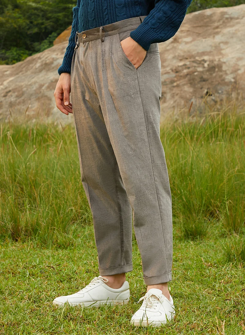 CAHOOT  Men's Antique Grey Velvet Pleated Trousers for Men | Best Price UAE