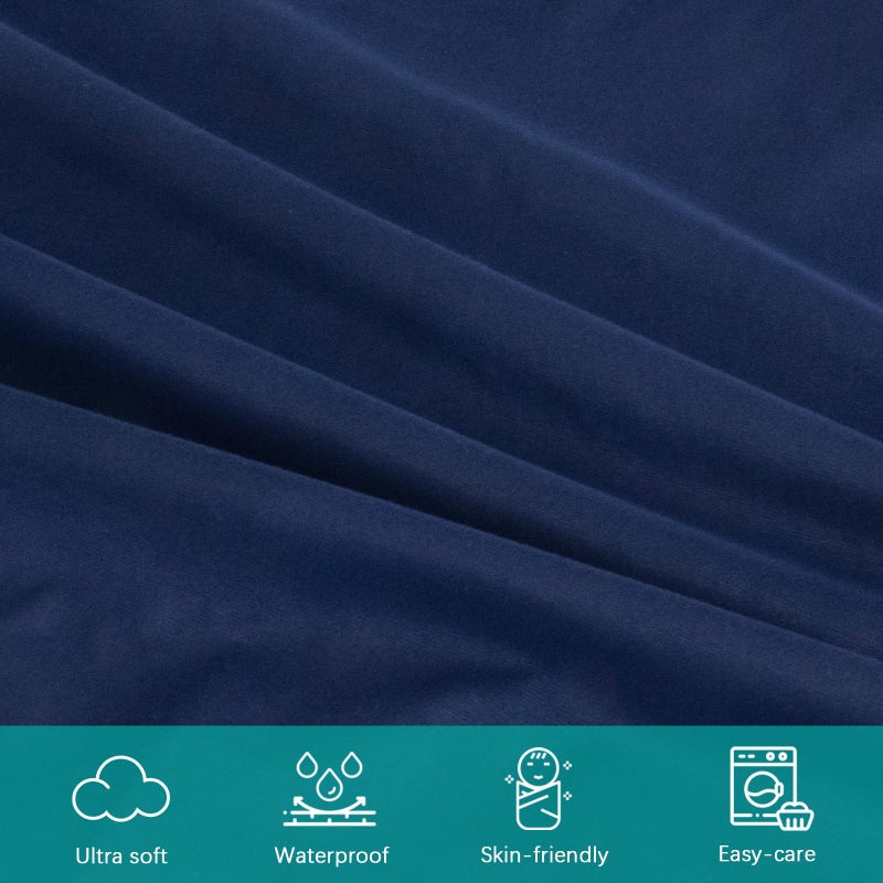 Biloban Changing Pad Cover Waterproof, 2 Pack Diaper Change Table Sheets for Baby Boys Girls, Fitted Cradle Sheets for 32"x16" Contoured Pad, Breathable & Ultra Soft, Navy - Image 2