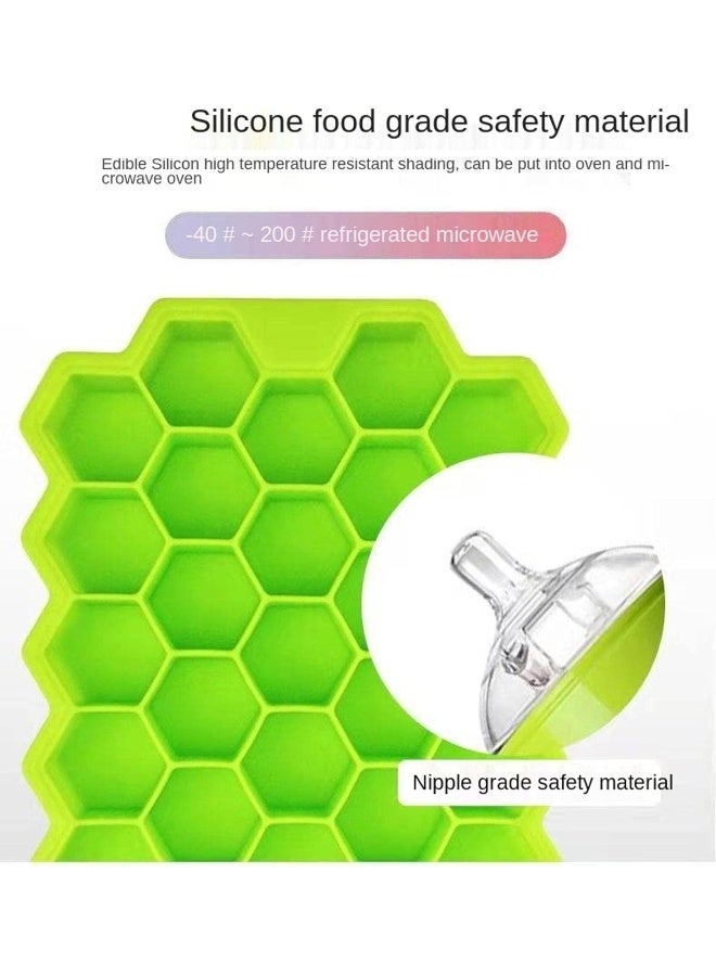 SHOWAY 1 Pack Household silicone ice cube box with a cover honeycomb ice tray homemade model 37 grid honeycomb ice cube ice cream box baby food mold  - Image 4