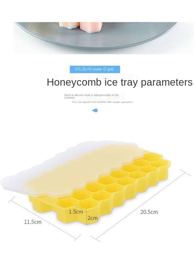 SHOWAY 1 Pack Household silicone ice cube box with a cover honeycomb ice tray homemade model 37 grid honeycomb ice cube ice cream box baby food mold  - Image 2