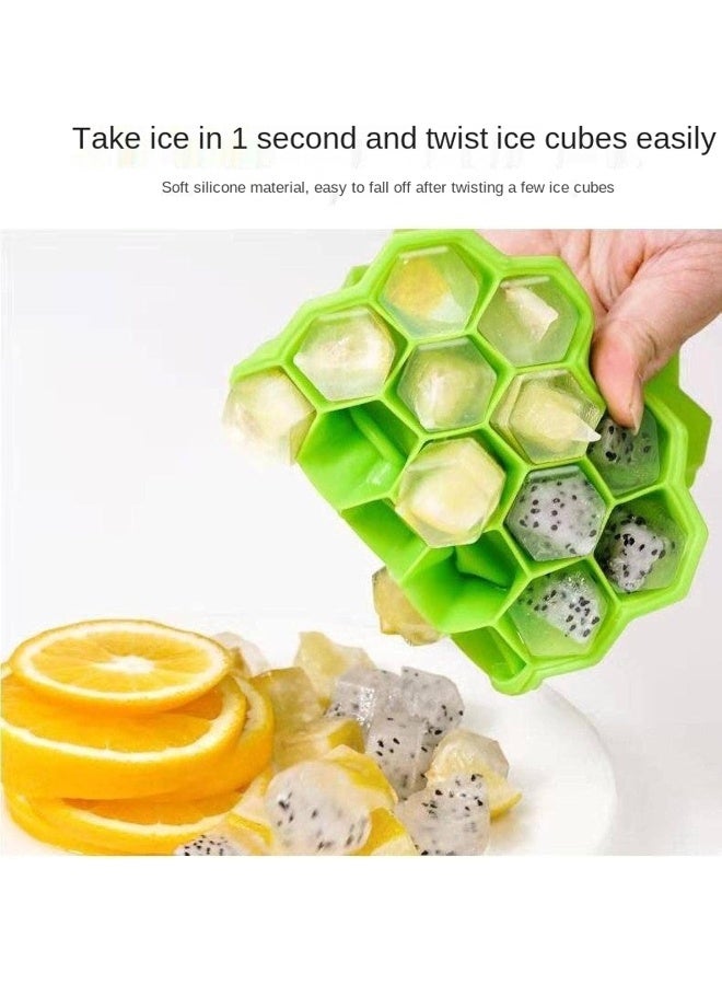 SHOWAY 1 Pack Household silicone ice cube box with a cover honeycomb ice tray homemade model 37 grid honeycomb ice cube ice cream box baby food mold  - Image 3