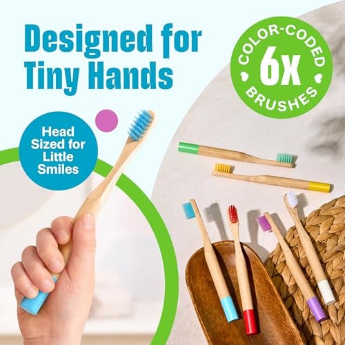 VIVAGO Kids Bamboo Toothbrushes 6 Pack - BPA Free Soft Bristles Toothbrushes for Kids - Children Toothbrush Set - Image 5