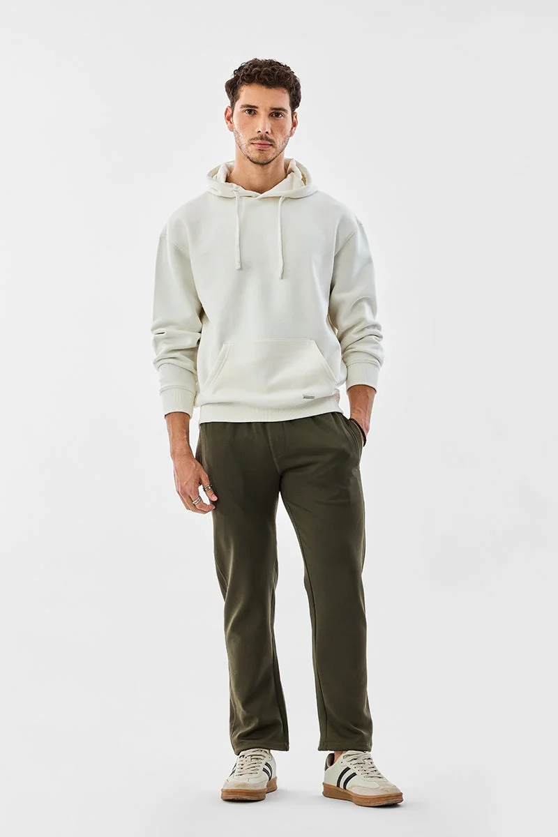 SNITCH Off-White Solid Long Sleeve Relaxed Hoodie