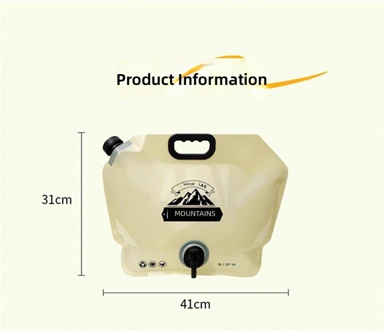 Zi Mu Portable Foldable Water Carrier 8L Large Capacity Food-Grade Outdoor Camping Water Bag for Hiking Travel - Image 5