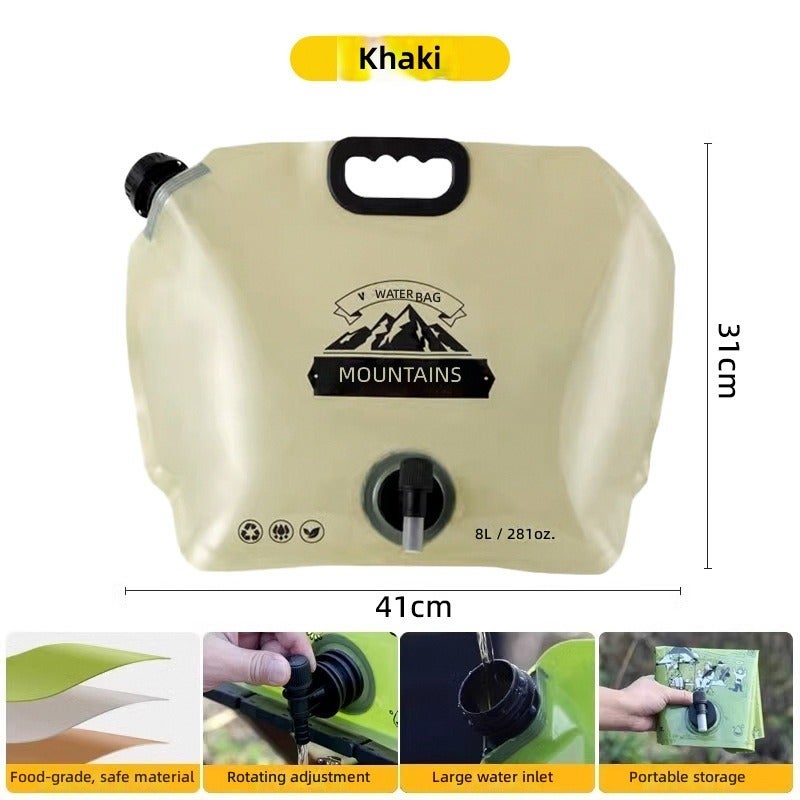 Zi Mu Portable Foldable Water Carrier 8L Large Capacity Food-Grade Outdoor Camping Water Bag for Hiking Travel - Image 2