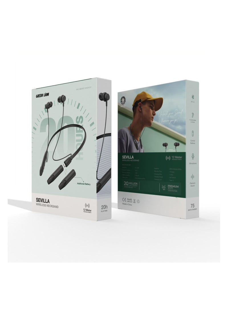 GREEN LION Sevilla Wireless Neck Band /Wireless Headphones / NeckBand Headphones for adults - Black - Image 4