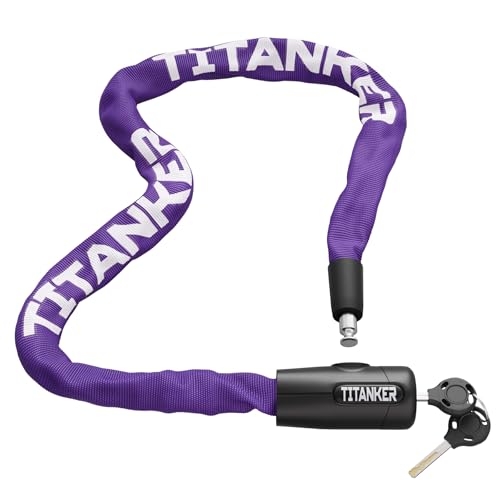 Titanker Bike Chain Lock with Key, 3.3 Feet Heavy Duty Anti-Theft Bike Lock Chain Security Bicycle Chain Locks for Bike, Motorcycle, Bicycle, Door, Gate, Fence, Grill (6mm Thick Chain, Purple) - Image 1