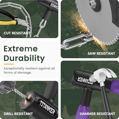 Titanker Bike Chain Lock with Key, 3.3 Feet Heavy Duty Anti-Theft Bike Lock Chain Security Bicycle Chain Locks for Bike, Motorcycle, Bicycle, Door, Gate, Fence, Grill (6mm Thick Chain, Purple) - Image 5