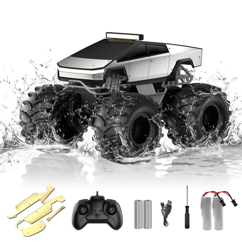 Dafotil Amphibious Remote Control Car, 1:18 Monster Truck Toys for Boys RC Cars, 2.4 GHz Waterproof RC Trucks, 4WD All Terrain Off-Road Pickup, Kids Christmas Birthday Gifts Present Boys Girls Toys Ages 6+ - Image 1