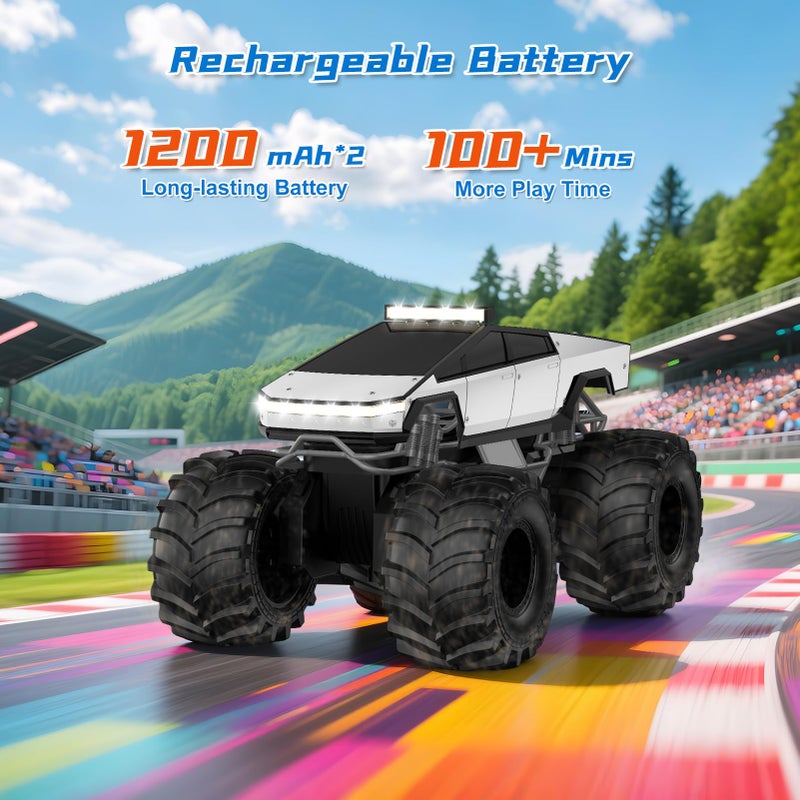 Dafotil Amphibious Remote Control Car, 1:18 Monster Truck Toys for Boys RC Cars, 2.4 GHz Waterproof RC Trucks, 4WD All Terrain Off-Road Pickup, Kids Christmas Birthday Gifts Present Boys Girls Toys Ages 6+ - Image 4