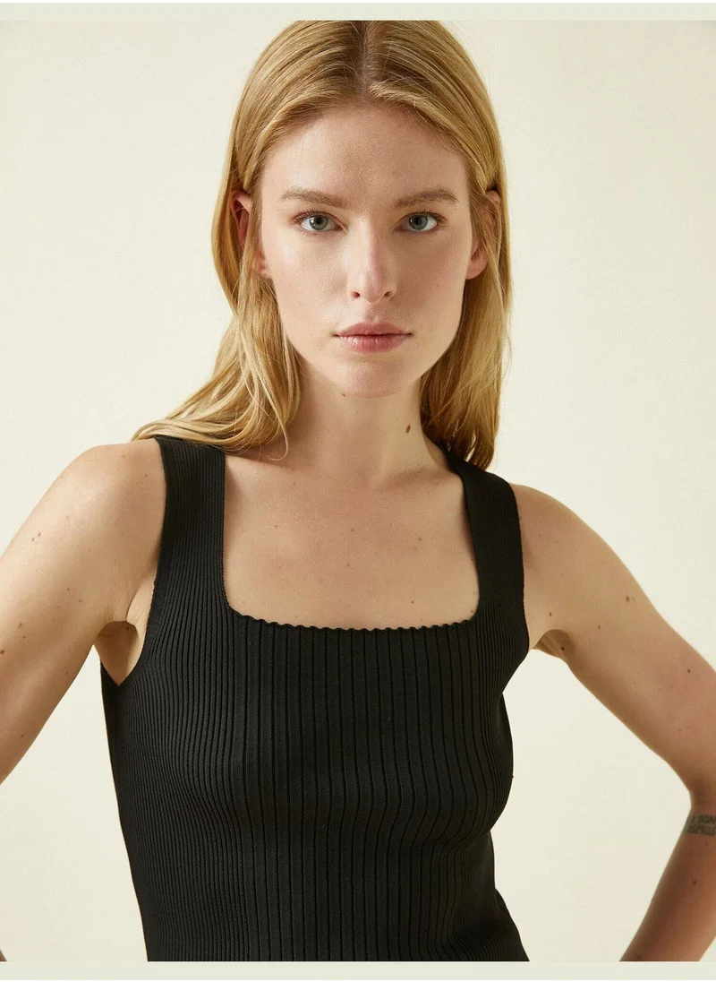 كوتون U Neck Ribbed Tank Top