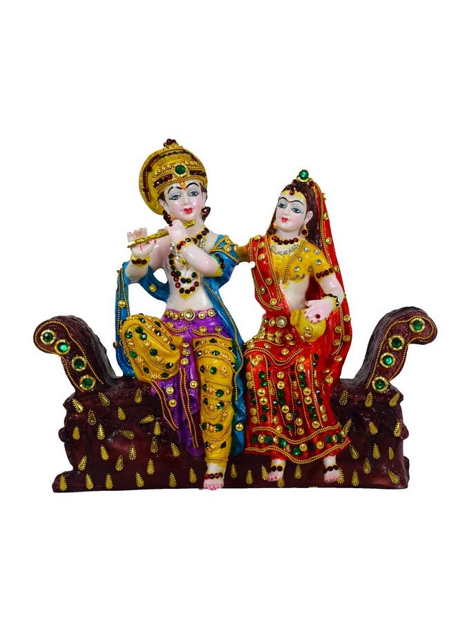 Briovy BRIOVY Radha Krishna Standing with Bass Idol for Home Decor & Office Decor,Gift Items,Birthday Gift, Diwali Gift,Unique Idol,Standard, Multicolour (Design 3)  - Image 1