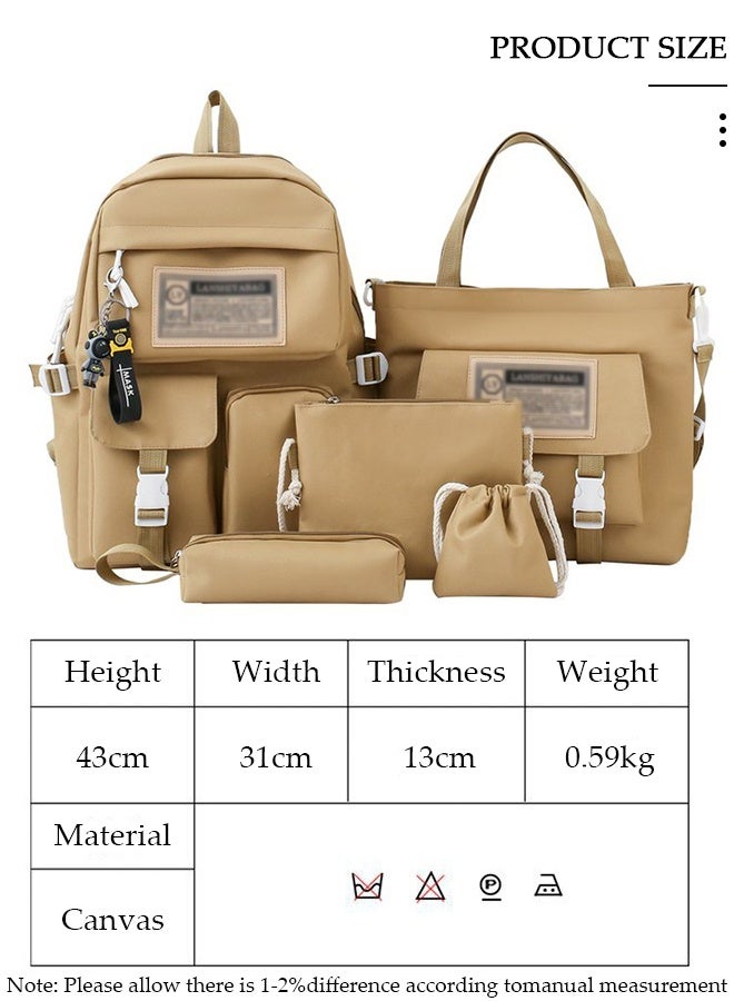 DUNISO 5PCS Kids School Backpack Set Canvas Laptop School Bag Sets for Kids with Tote Bag,Shoulder Bag,Pencil Box,Small Bag ,Large-capacity Bookbag for Girls Boys Back to School Supplies - Image 2