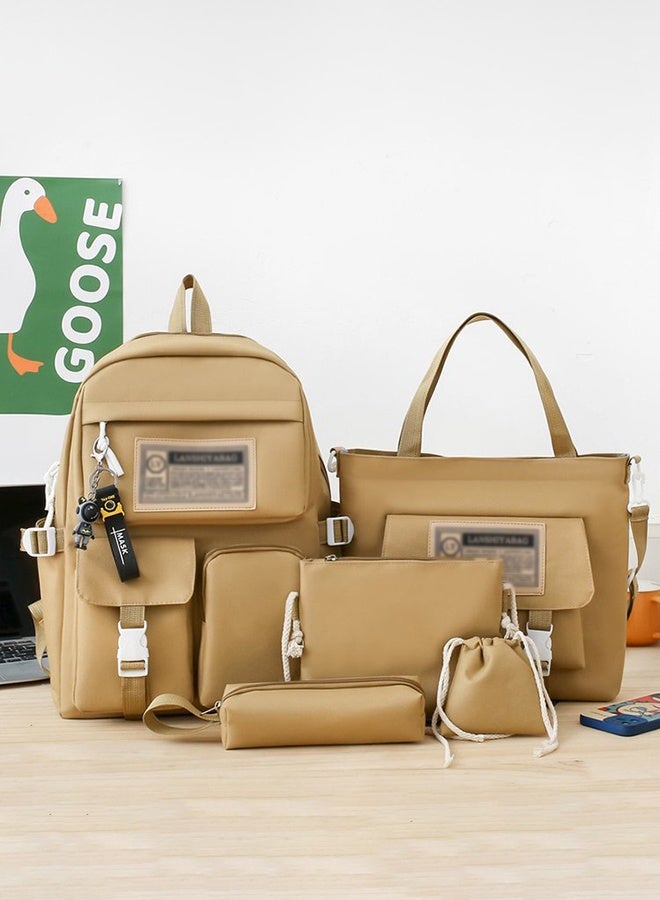 DUNISO 5PCS Kids School Backpack Set Canvas Laptop School Bag Sets for Kids with Tote Bag,Shoulder Bag,Pencil Box,Small Bag ,Large-capacity Bookbag for Girls Boys Back to School Supplies - Image 3