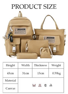 DUNISO 5PCS Kids School Backpack Set Canvas Laptop School Bag Sets for Kids with Tote Bag,Shoulder Bag,Pencil Box,Small Bag ,Large-capacity Bookbag for Girls Boys Back to School Supplies  - Image 4