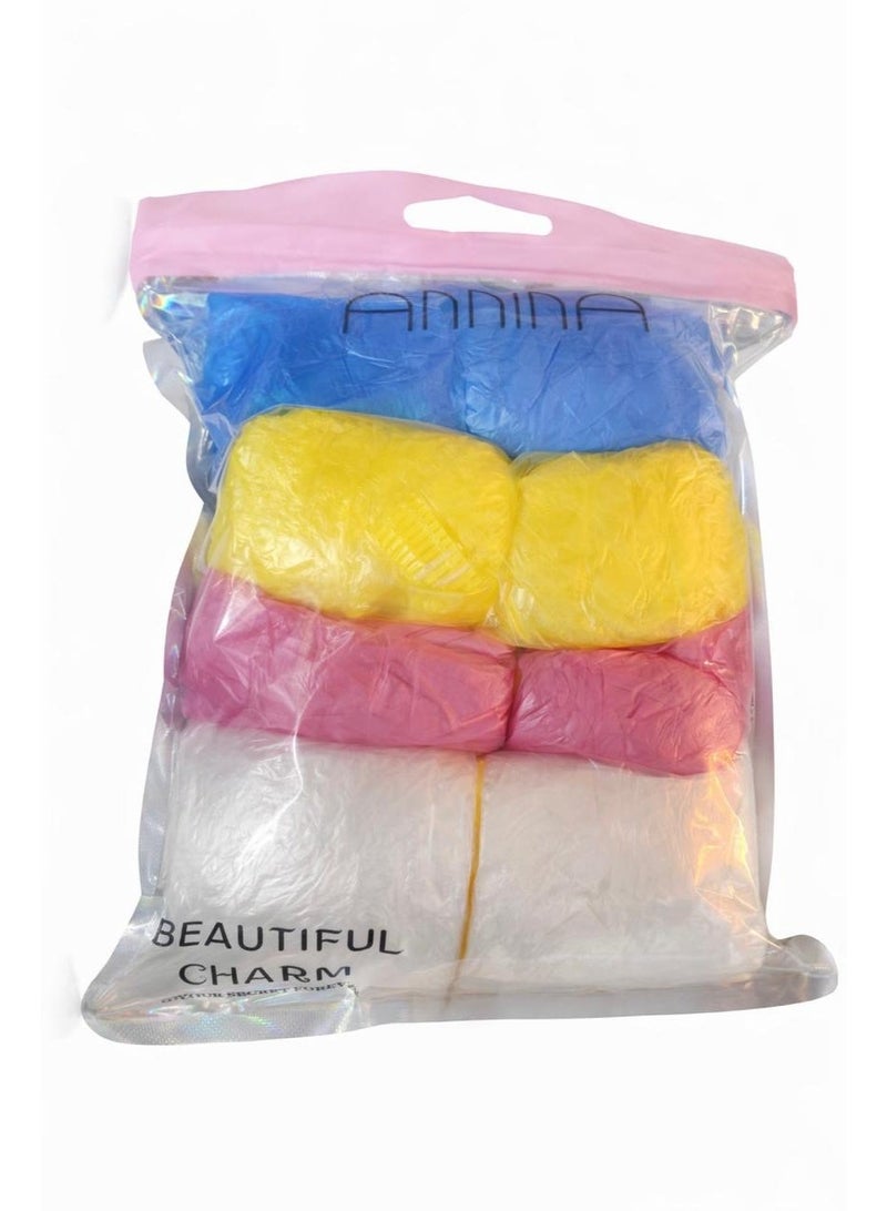 Annina Waterproof Hair Shower Caps - Pack of 40 Disposable Clear Hair Caps - 4 Colors - Image 1