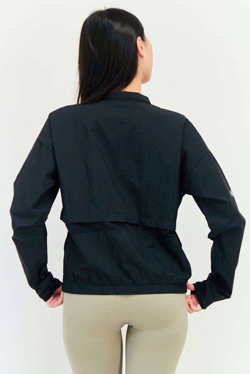 Reebok جاكيت رياضي نسائي بملاءمة شعار العلامة التجارية، أسود - Image 2