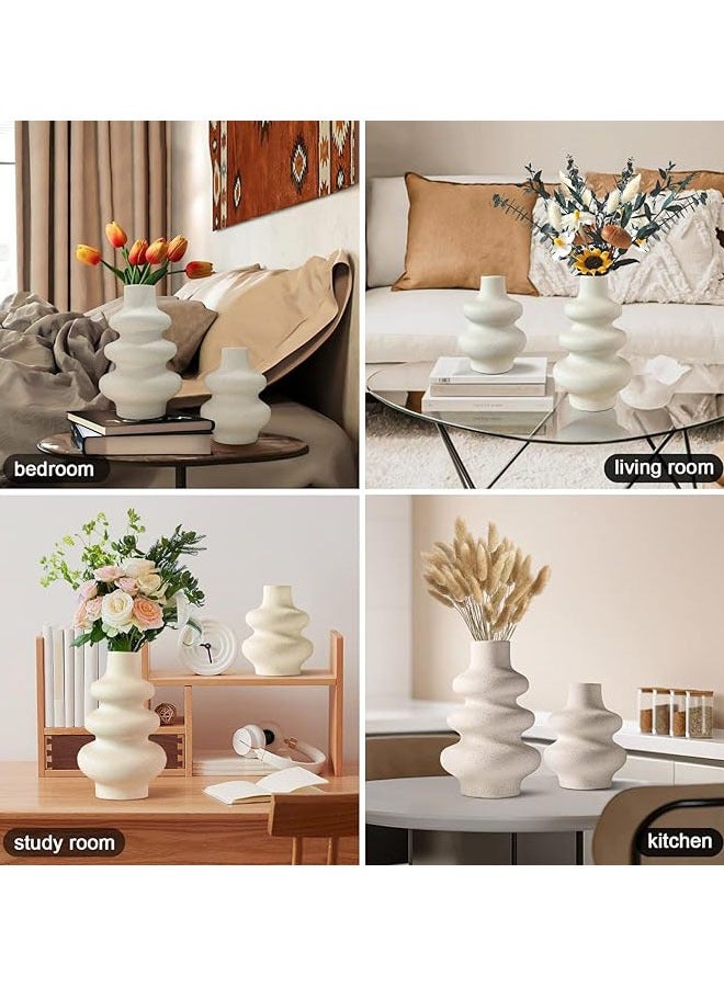 Hihonor Ceramic Vases-  White Vase for Modern Home Decor, Boho Vase for Decor,Vase for Farmhouse Decor Wedding Dinner Table Office Decorations Vase (White) - Image 3