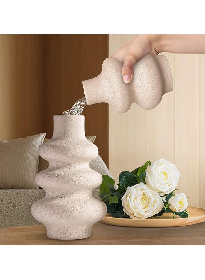 Hihonor Ceramic Vases-  White Vase for Modern Home Decor, Boho Vase for Decor,Vase for Farmhouse Decor Wedding Dinner Table Office Decorations Vase (White) - Image 4