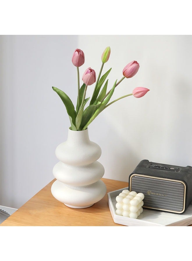 Hihonor Ceramic Vases-  White Vase for Modern Home Decor, Boho Vase for Decor,Vase for Farmhouse Decor Wedding Dinner Table Office Decorations Vase (White) - Image 5