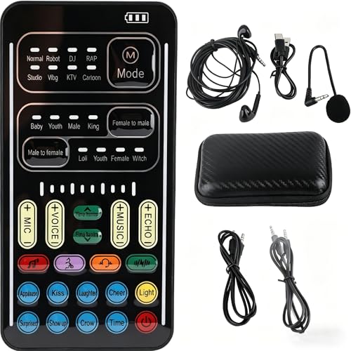 Ashata I9 Voice Changer Set Sound Card for Live Streaming Portable Voice Modulator 8 Voice Effects Compatible with PC Switch Android iOS - Image 1
