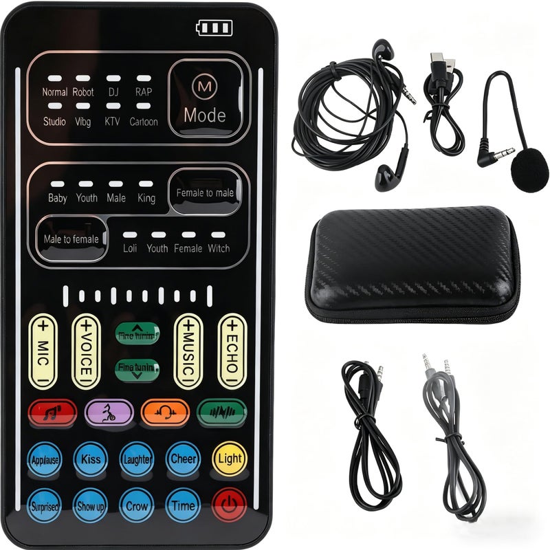 Ashata I9 Voice Changer Set Sound Card for Live Streaming Portable Voice Modulator 8 Voice Effects Compatible with PC Switch Android iOS - Image 2